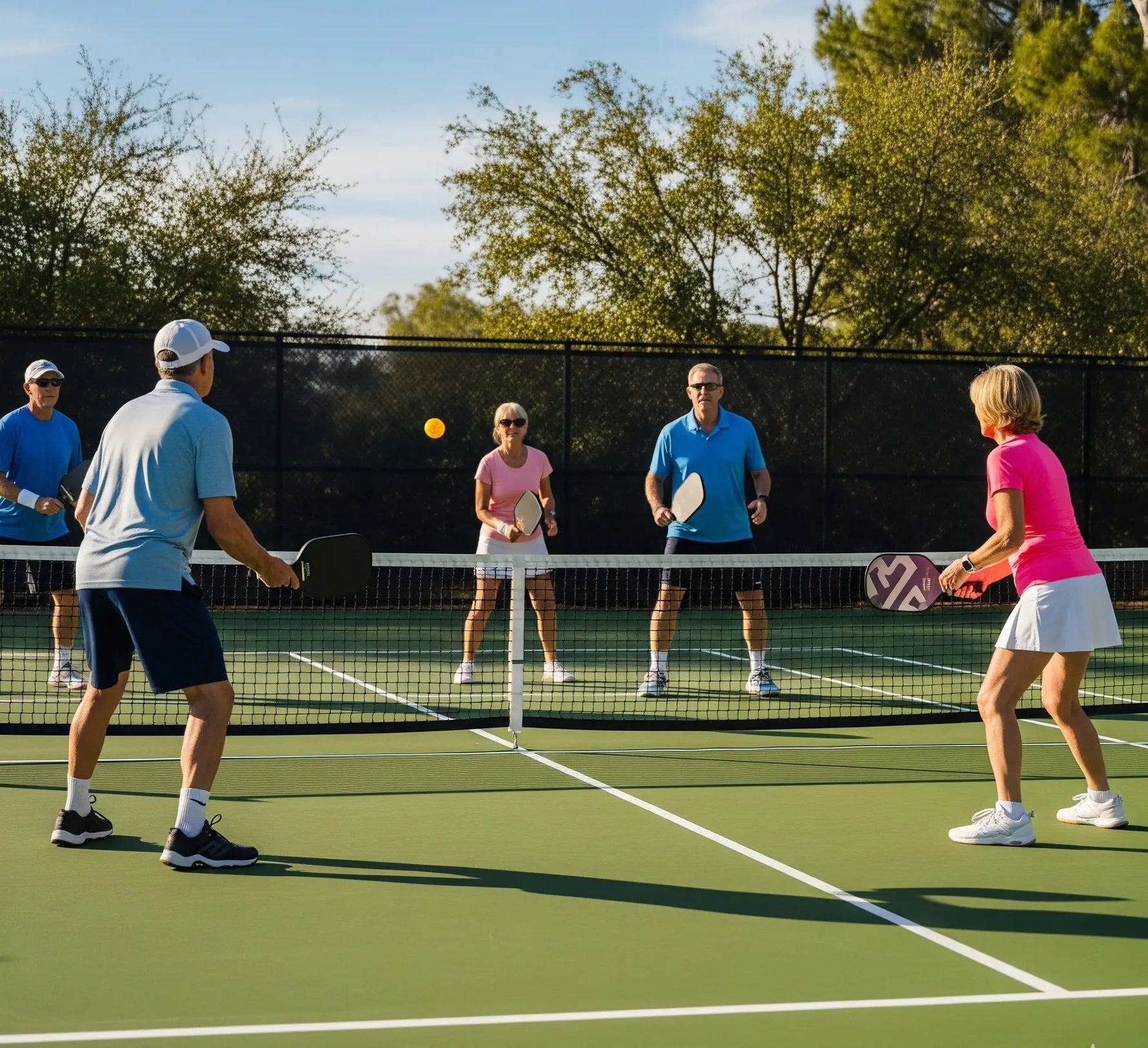 People playing  game of pickleball